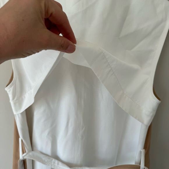 Chic White and Tan Belted long vest - Picture 7 of 13